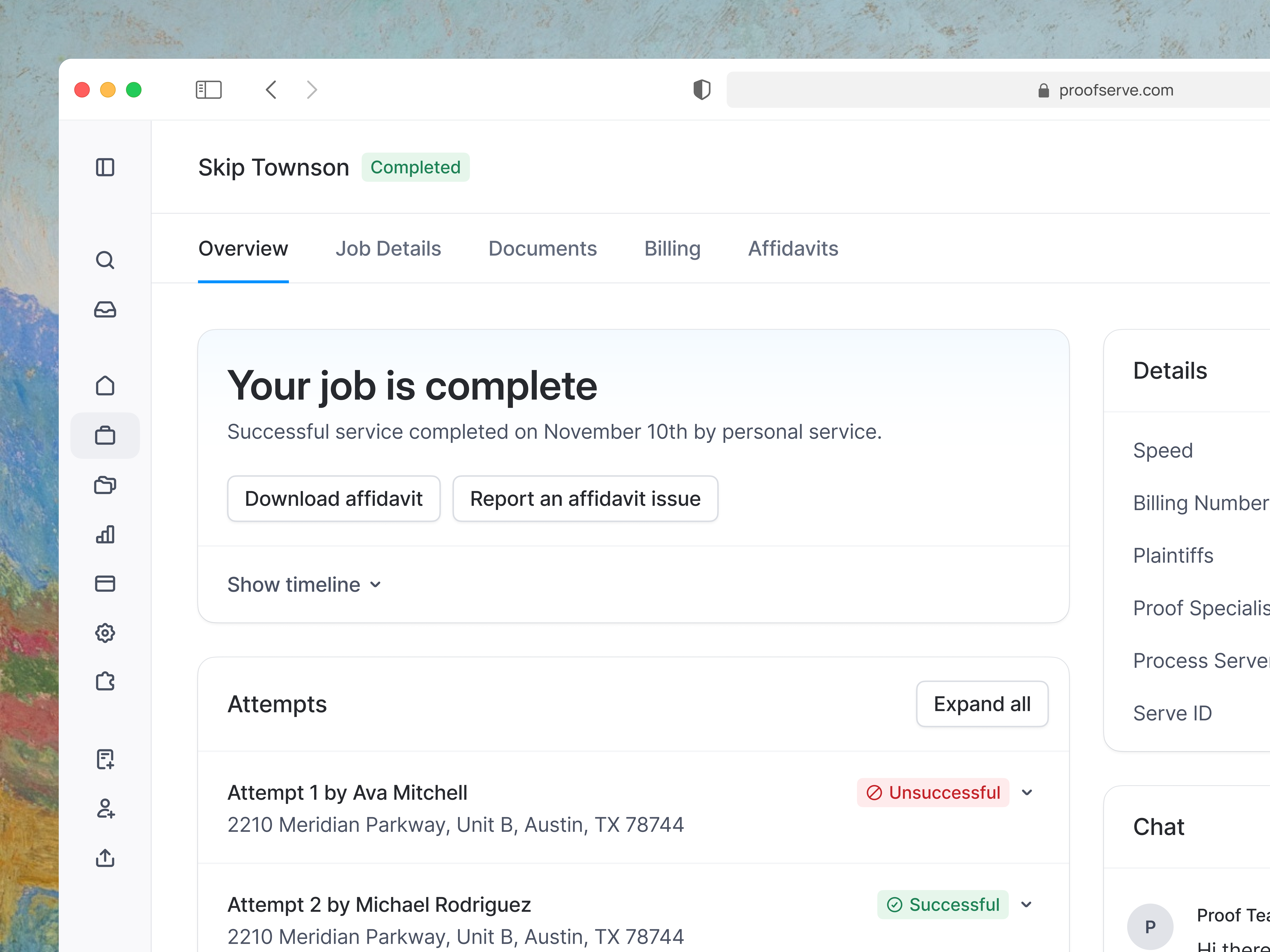 Redesigned serve overview page