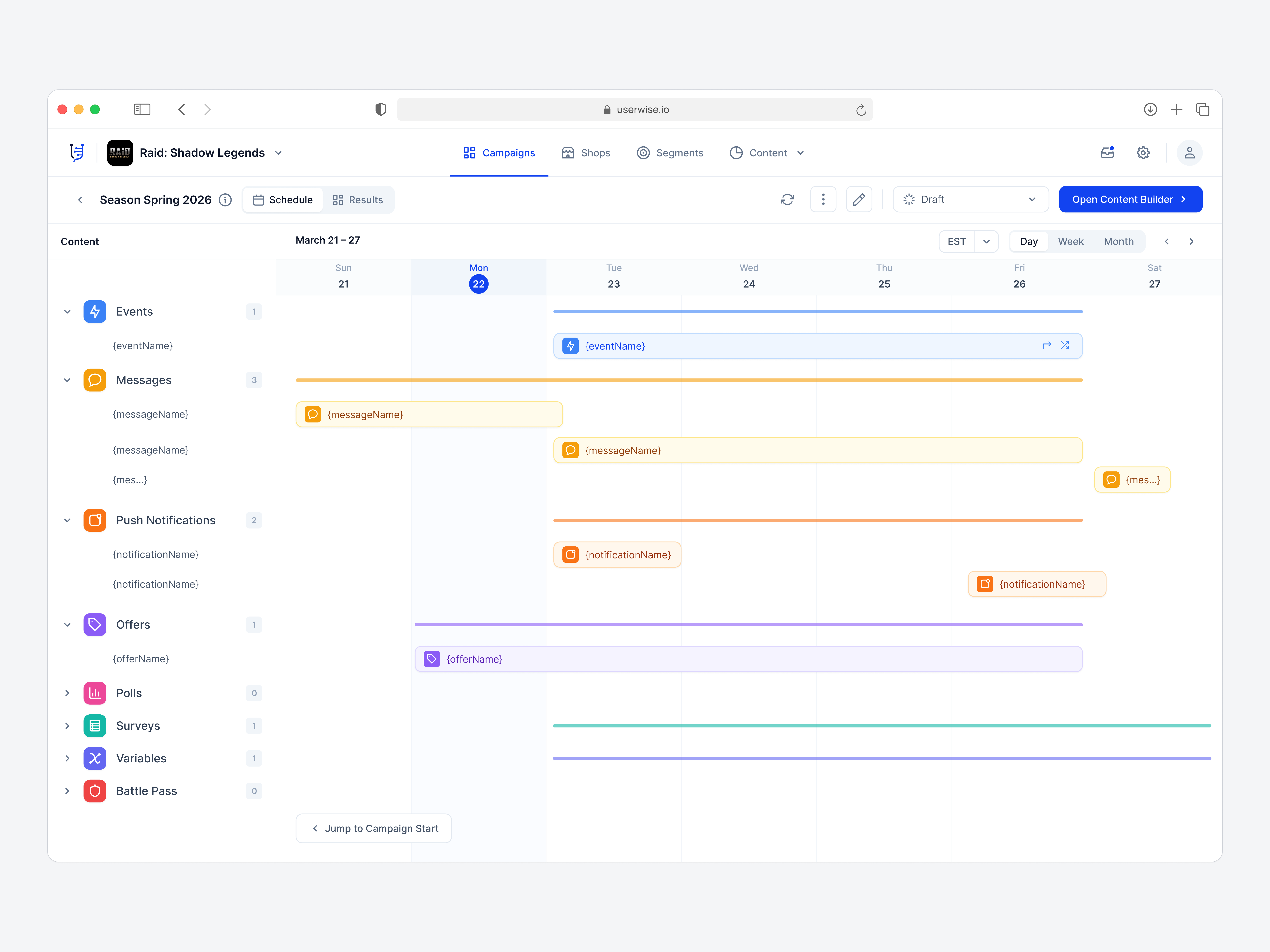 Campaign scheduling and management interface